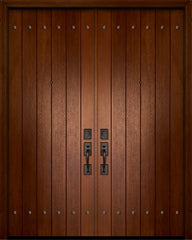 WDMA 84x96 Door (7ft by 8ft) Exterior Mahogany 42in x 96in Double Plank Door with Clavos 1