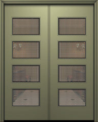 WDMA 84x96 Door (7ft by 8ft) Exterior Smooth 42in x 96in Double Santa Monica Solid Contemporary Door w/Metal Grid 1