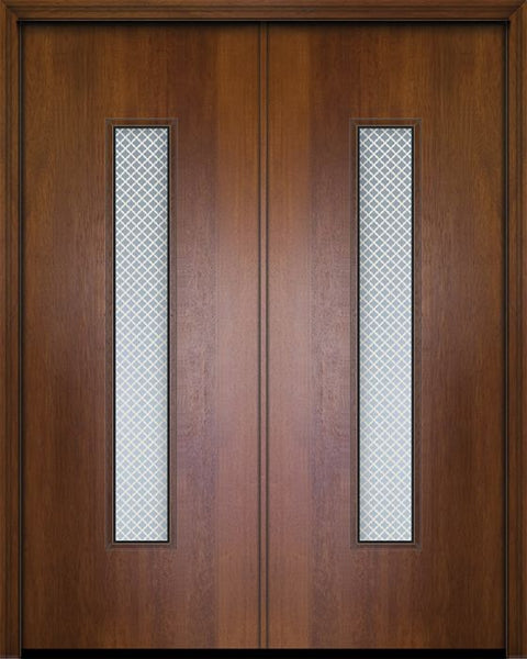 WDMA 84x96 Door (7ft by 8ft) Exterior Mahogany 42in x 96in Double Malibu Contemporary Door w/Metal Grid 1