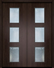 WDMA 84x96 Door (7ft by 8ft) Exterior Mahogany 42in x 96in Double Newport Contemporary Door w/Textured Glass 1