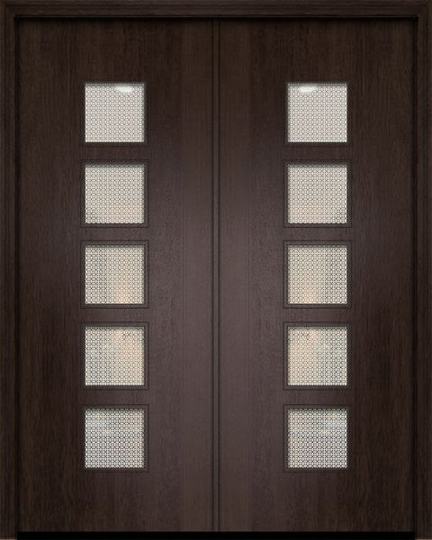 WDMA 84x96 Door (7ft by 8ft) Exterior Mahogany 42in x 96in Double Venice Contemporary Door w/Metal Grid 1