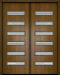WDMA 84x96 Door (7ft by 8ft) Exterior Mahogany 42in x 96in Double Beverly Contemporary Door w/Metal Grid 1
