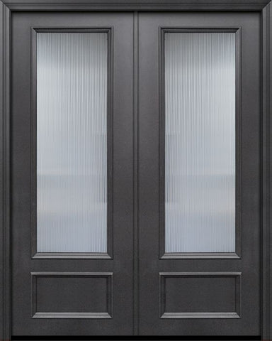 WDMA 84x96 Door (7ft by 8ft) Exterior 42in x 96in ThermaPlus Steel 3/4 Lite Privacy Glass Double Door 1