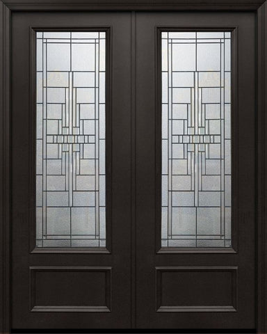 WDMA 84x96 Door (7ft by 8ft) Exterior 42in x 96in ThermaPlus Steel Remington 1 Panel 3/4 Lite Double Door 1