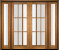 WDMA 86x80 Door (7ft2in by 6ft8in) Exterior Swing Mahogany 9 Lite TDL Double Entry Door Full Sidelights 1