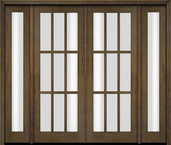 WDMA 86x80 Door (7ft2in by 6ft8in) Exterior Swing Mahogany 9 Lite TDL Double Entry Door Full Sidelights 3