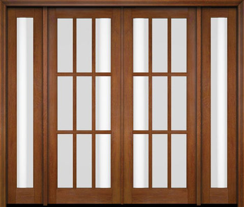 WDMA 86x80 Door (7ft2in by 6ft8in) Exterior Swing Mahogany 9 Lite TDL Double Entry Door Full Sidelights 4