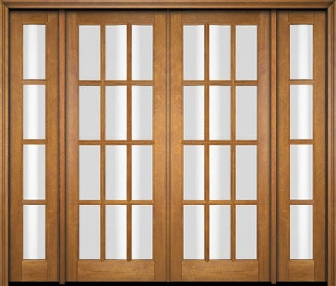 WDMA 86x80 Door (7ft2in by 6ft8in) Exterior Swing Mahogany 12 Lite TDL Double Entry Door Sidelights 1