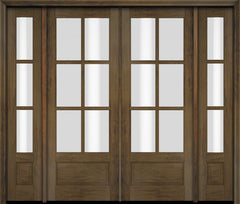 WDMA 86x80 Door (7ft2in by 6ft8in) Exterior Swing Mahogany 3/4 6 Lite TDL Double Entry Door Sidelights 3