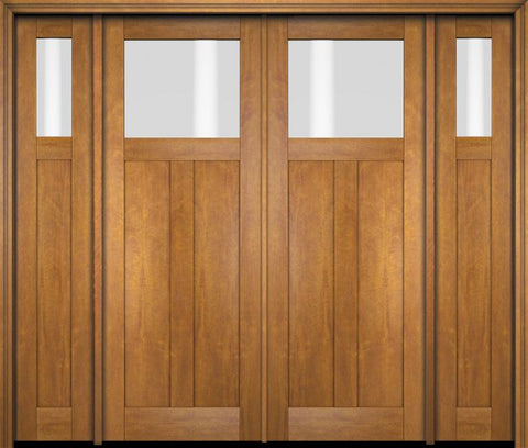 WDMA 86x80 Door (7ft2in by 6ft8in) Exterior Swing Mahogany Top Lite Craftsman Double Entry Door Sidelights 1