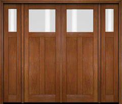WDMA 86x80 Door (7ft2in by 6ft8in) Exterior Swing Mahogany Top Lite Craftsman Double Entry Door Sidelights 4