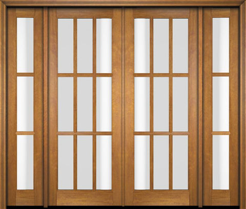 WDMA 86x80 Door (7ft2in by 6ft8in) Exterior Swing Mahogany 9 Lite TDL Double Entry Door Sidelights 1