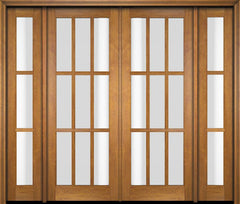 WDMA 86x80 Door (7ft2in by 6ft8in) Exterior Swing Mahogany 9 Lite TDL Double Entry Door Sidelights 1