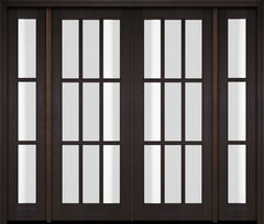 WDMA 86x80 Door (7ft2in by 6ft8in) Exterior Swing Mahogany 9 Lite TDL Double Entry Door Sidelights 2