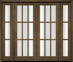 WDMA 86x80 Door (7ft2in by 6ft8in) Exterior Swing Mahogany 9 Lite TDL Double Entry Door Sidelights 3