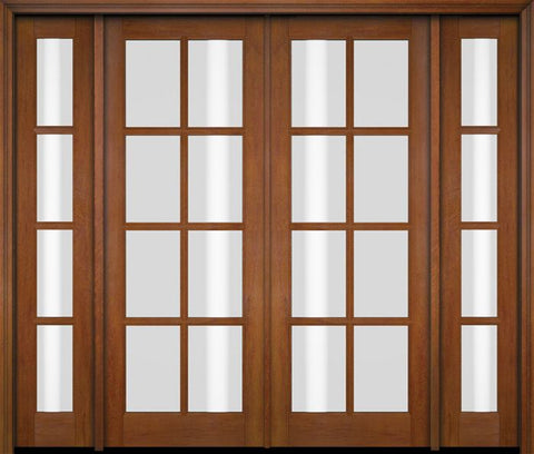 WDMA 86x80 Door (7ft2in by 6ft8in) Exterior Swing Mahogany 8 Lite TDL Double Entry Door Sidelights 4