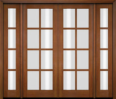 WDMA 86x80 Door (7ft2in by 6ft8in) Exterior Swing Mahogany 8 Lite TDL Double Entry Door Sidelights 4