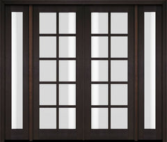 WDMA 86x80 Door (7ft2in by 6ft8in) Exterior Swing Mahogany 10 Lite TDL Double Entry Door Full Sidelights 2