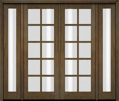WDMA 86x80 Door (7ft2in by 6ft8in) Exterior Swing Mahogany 10 Lite TDL Double Entry Door Full Sidelights 3