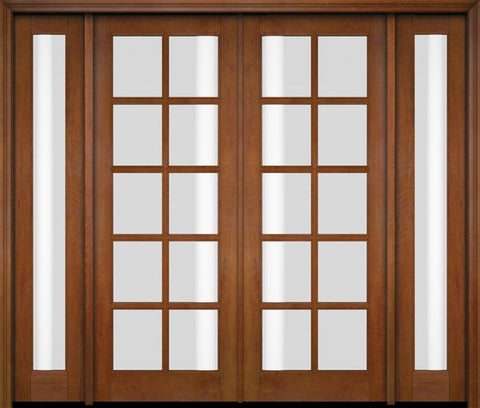 WDMA 86x80 Door (7ft2in by 6ft8in) Exterior Swing Mahogany 10 Lite TDL Double Entry Door Full Sidelights 4
