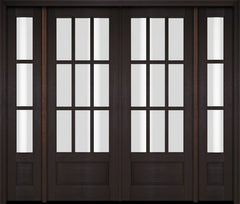 WDMA 86x80 Door (7ft2in by 6ft8in) Exterior Swing Mahogany 3/4 9 Lite TDL Double Entry Door Sidelights 2