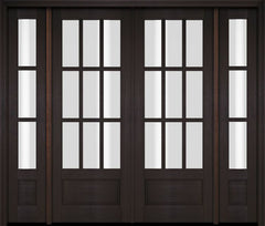 WDMA 86x80 Door (7ft2in by 6ft8in) Exterior Swing Mahogany 3/4 9 Lite TDL Double Entry Door Sidelights 2