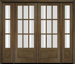 WDMA 86x80 Door (7ft2in by 6ft8in) Exterior Swing Mahogany 3/4 9 Lite TDL Double Entry Door Sidelights 3