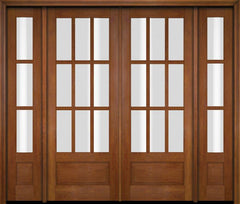 WDMA 86x80 Door (7ft2in by 6ft8in) Exterior Swing Mahogany 3/4 9 Lite TDL Double Entry Door Sidelights 4