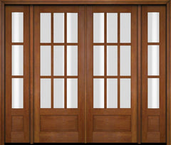 WDMA 86x80 Door (7ft2in by 6ft8in) Exterior Swing Mahogany 3/4 9 Lite TDL Double Entry Door Sidelights 4