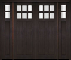 WDMA 86x80 Door (7ft2in by 6ft8in) Exterior Swing Mahogany 6 Lite Craftsman Double Entry Door Sidelights 2