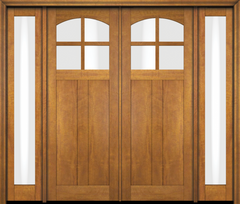 WDMA 86x80 Door (7ft2in by 6ft8in) Exterior Swing Mahogany 4 Arch Lite Craftsman 2 Panel Two Sidelight or Interior Double Door 1