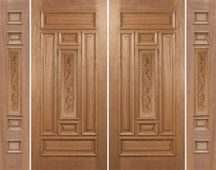 WDMA 88x80 Door (7ft4in by 6ft8in) Exterior Mahogany Narrow Double Door/2side Carved Panel 1