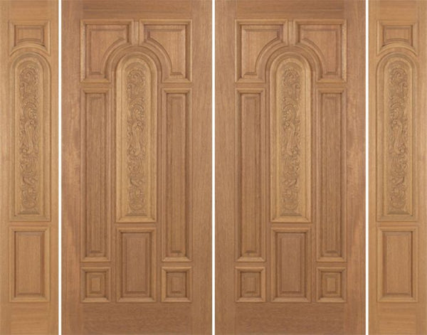 WDMA 88x80 Door (7ft4in by 6ft8in) Exterior Mahogany Revis Double Door/2side Carved Panel - 6ft8in Tall 1