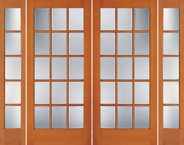 WDMA 88x80 Door (7ft4in by 6ft8in) Exterior Fir 1515 15-Lite Double Door Sidelights 1