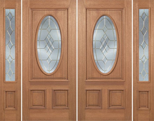 WDMA 88x80 Door (7ft4in by 6ft8in) Exterior Mahogany Maryvale Double Door/2side w/ A Glass 1