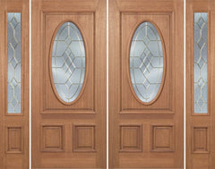 WDMA 88x80 Door (7ft4in by 6ft8in) Exterior Mahogany Maryvale Double Door/2side w/ A Glass 1