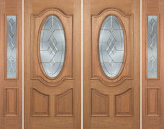 WDMA 88x80 Door (7ft4in by 6ft8in) Exterior Mahogany Carmel Double Door/2side w/ A Glass - 6ft8in Tall 1