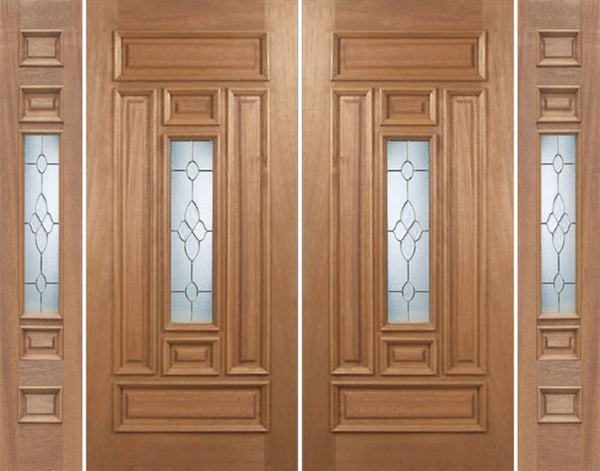 WDMA 88x80 Door (7ft4in by 6ft8in) Exterior Mahogany Narrow Double Door/2side w/ C Glass 1