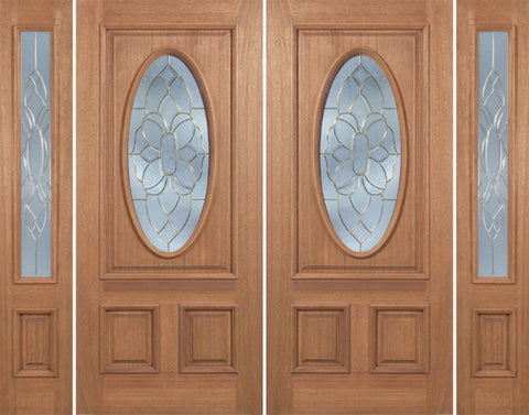 WDMA 88x80 Door (7ft4in by 6ft8in) Exterior Mahogany Maryvale Double Door/2side w/ BO Glass 1