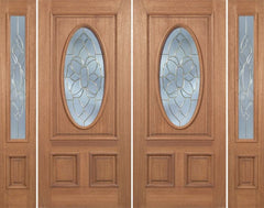 WDMA 88x80 Door (7ft4in by 6ft8in) Exterior Mahogany Maryvale Double Door/2side w/ BO Glass 1