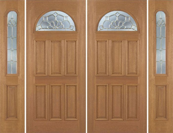 WDMA 88x80 Door (7ft4in by 6ft8in) Exterior Mahogany Jefferson Double Door/2side w/ A Glass 1