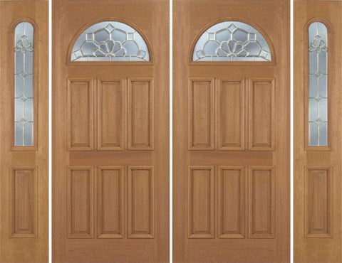 WDMA 88x80 Door (7ft4in by 6ft8in) Exterior Mahogany Jefferson Double Door/2side w/ A Glass 1