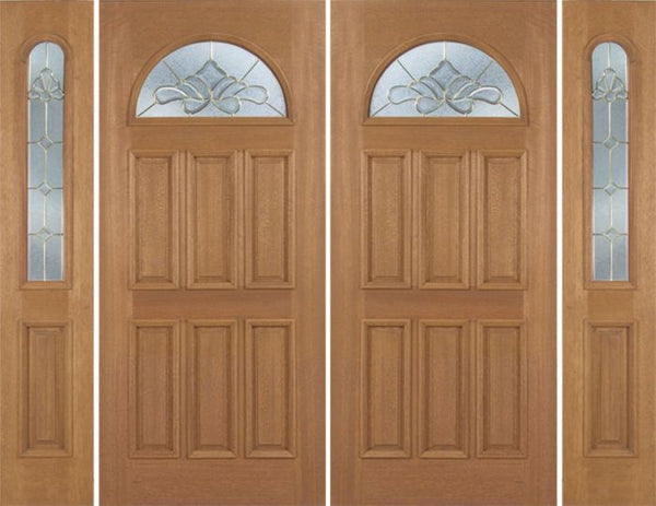 WDMA 88x80 Door (7ft4in by 6ft8in) Exterior Mahogany Jefferson Double Door/2side w/ BO Glass 1