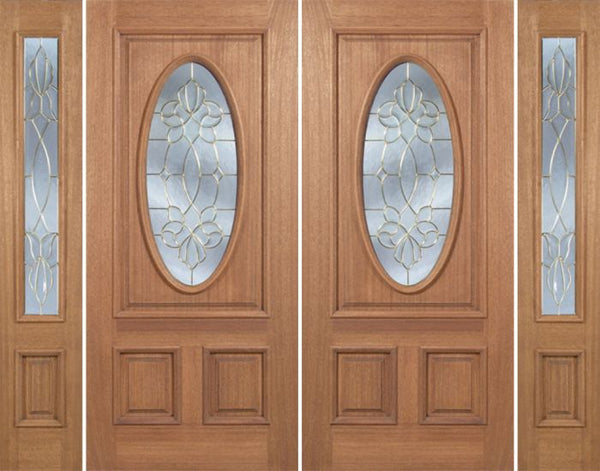 WDMA 88x80 Door (7ft4in by 6ft8in) Exterior Mahogany Maryvale Double Door/2side w/ CO Glass 1