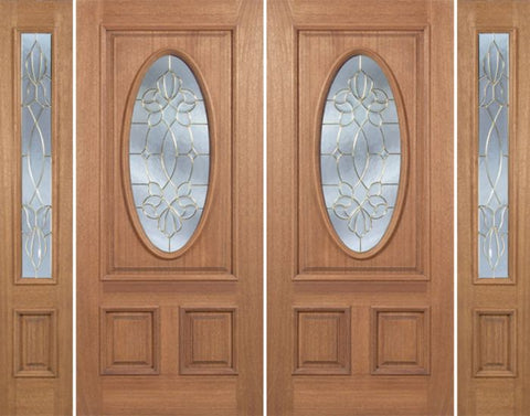 WDMA 88x80 Door (7ft4in by 6ft8in) Exterior Mahogany Maryvale Double Door/2side w/ CO Glass 1