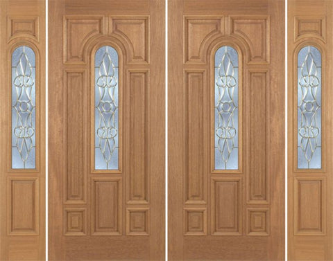 WDMA 88x80 Door (7ft4in by 6ft8in) Exterior Mahogany Revis Double Door/2side w/ L Glass - 6ft8in Tall 1