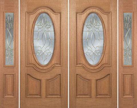 WDMA 88x80 Door (7ft4in by 6ft8in) Exterior Mahogany Carmel Double Door/2side w/ CO Glass - 6ft8in Tall 1