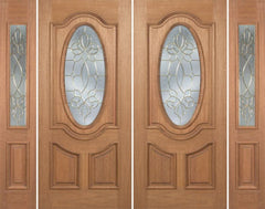 WDMA 88x80 Door (7ft4in by 6ft8in) Exterior Mahogany Carmel Double Door/2side w/ CO Glass - 6ft8in Tall 1