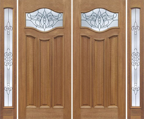 WDMA 88x80 Door (7ft4in by 6ft8in) Exterior Mahogany Wisteria Double Door/2side w/ U Glass 1