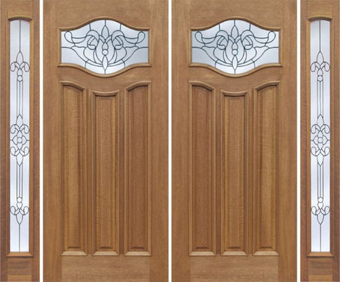 WDMA 88x80 Door (7ft4in by 6ft8in) Exterior Mahogany Wisteria Double Door/2side w/ U Glass 1